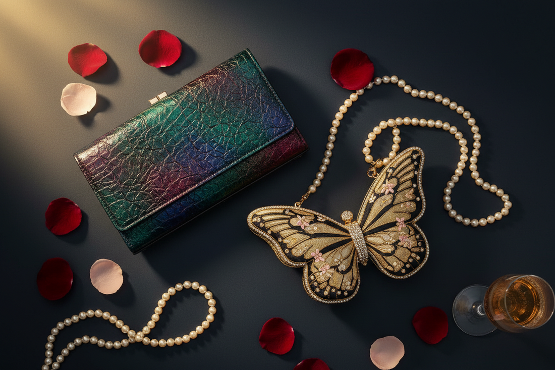 Best Handbag Types for Evening Events: Comparing the Carlos Falchi Crinkle Lambskin Clutch and Mini Butterfly for Timeless Elegance