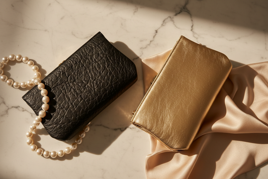 What Distinguishes Carlos Falchi Crinkle Black Lambskin Clutch from the Gold Lambskin Clutch: A Guide to Timeless Elegance and Artisanal Craftsmanship