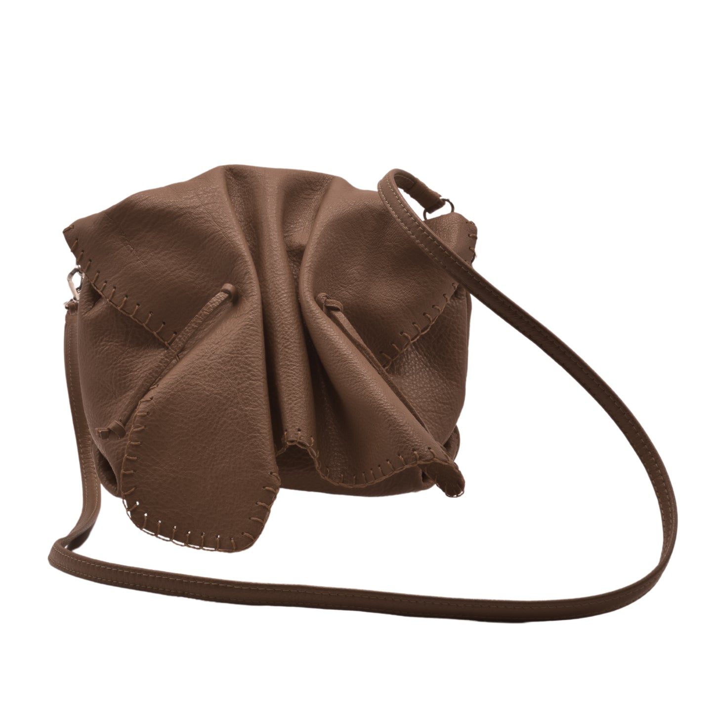 Close-up of the Butterfly Bag’s textured faux leather surface with visible stitching and a gold-tone zipper pull detail.