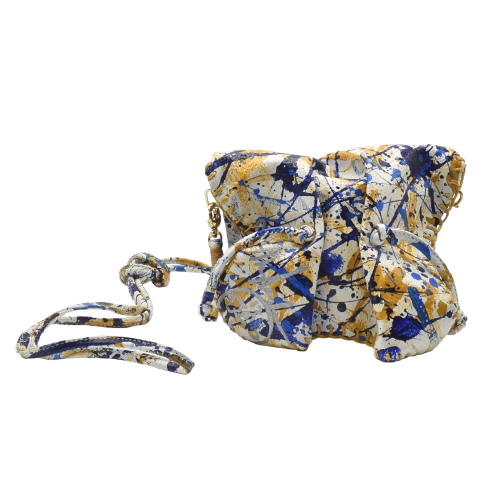 Carlos Falchi Jumper Maybach's Mini Butterfly Bag in black leather with textured butterfly wing pattern and silver-tone