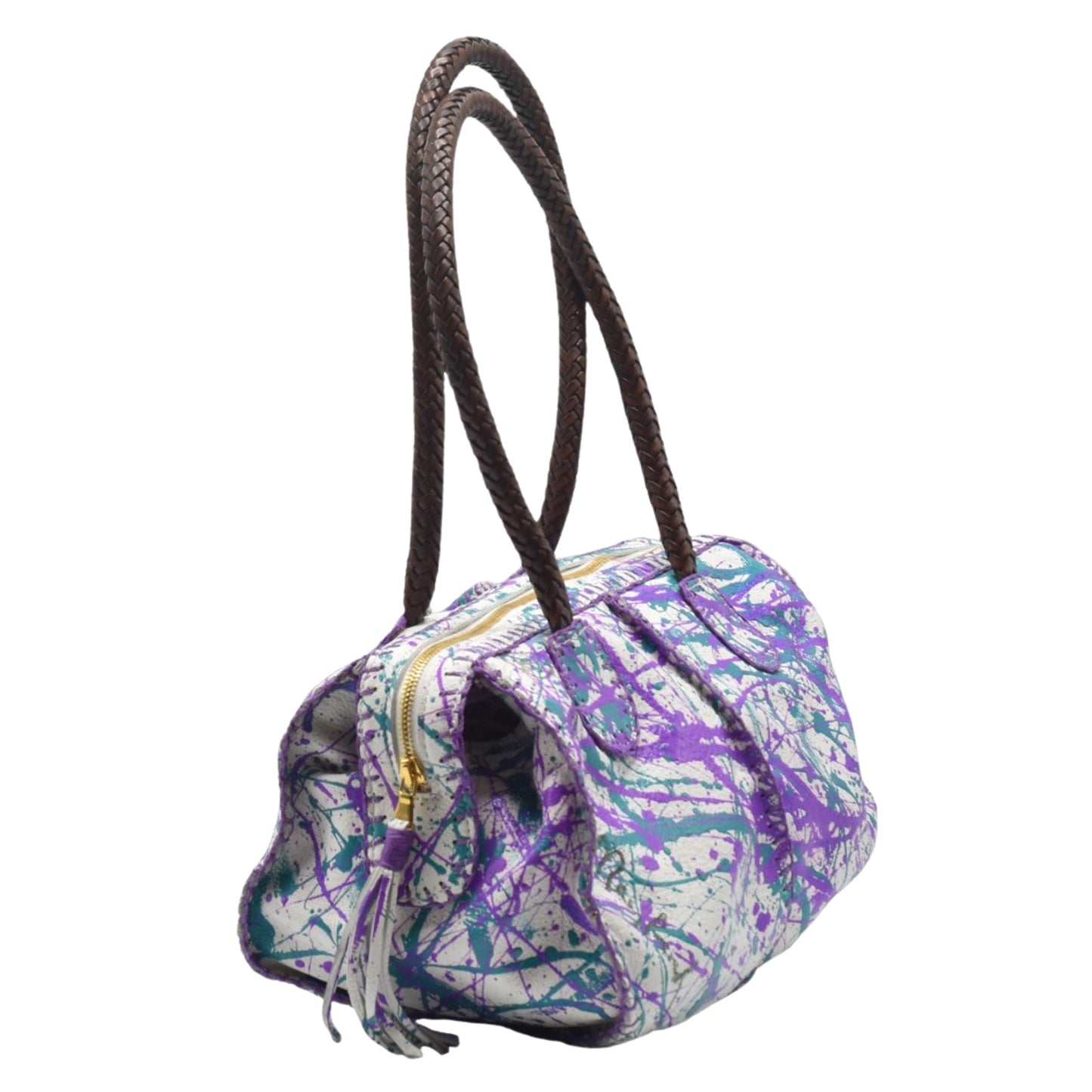 Close-up of the textured navy blue cotton fabric showing subtle horizontal ribbing and reinforced stitching at the shoulder