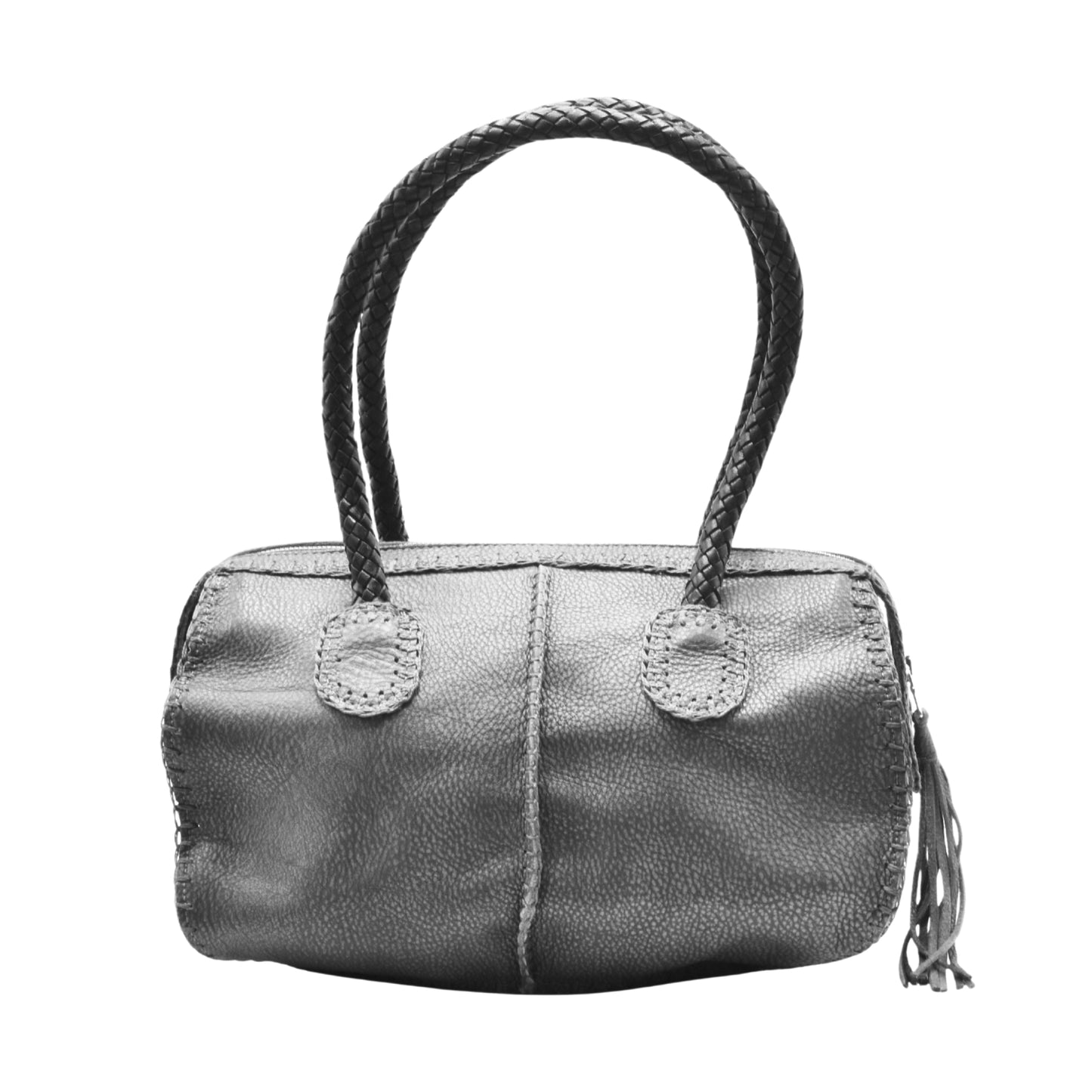 Close-up of the textured oak barrel wood with visible grain and metal bands highlighting craftsmanship details.