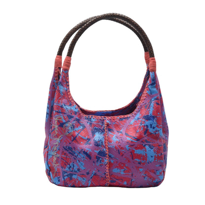 Carlos Falchi Jumper Maybach's Iconic Hobo bag in textured black leather with adjustable strap and silver-tone hardware