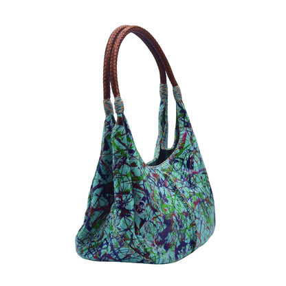 Close-up of the Maybach Hobo jumper’s textured knit fabric with visible ribbing and subtle color variations in deep navy blue