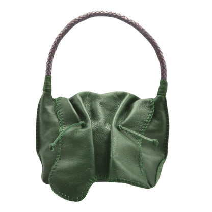 Close-up of the shoulder butterfly bag’s adjustable strap buckle in brushed gold, highlighting textured leather and detailed