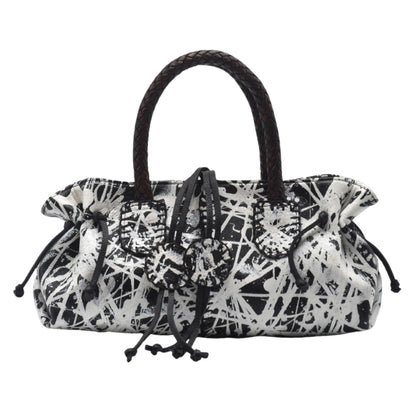 Carlos Falchi Jumper Maybach's Mini Satchel in black pebbled leather with gold-tone chain strap and zip closure