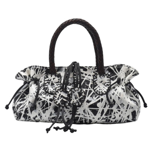 Carlos Falchi Jumper Maybach's Mini Satchel in black pebbled leather with gold-tone chain strap and zip closure