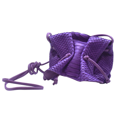 Genuine Carlos Falchi Python Mini Butterfly Bag with textured brown python skin and silver hardware, compact size with top