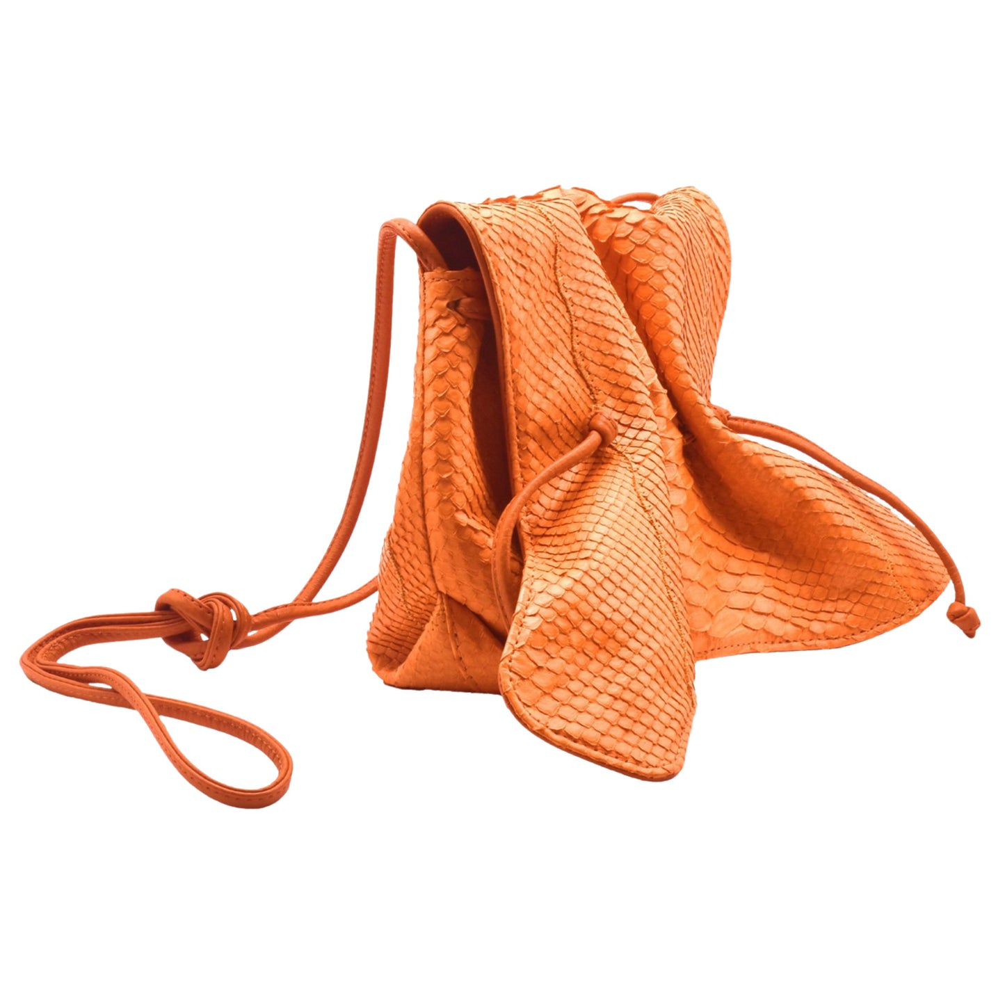 Close-up of the Python butterfly bag's textured snake skin pattern, highlighting intricate scale details and rich