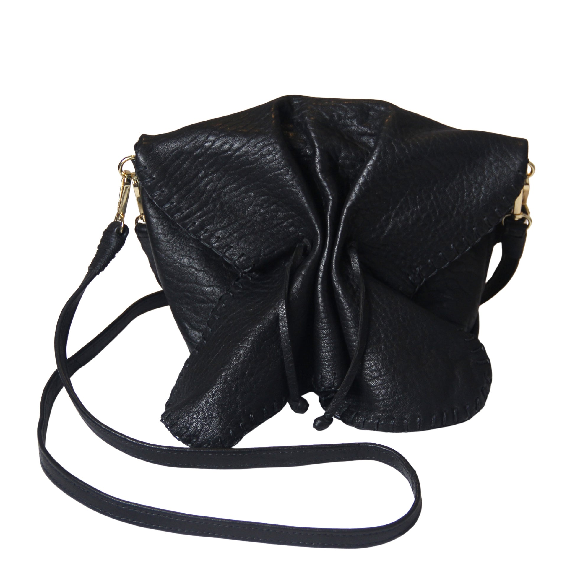 Carlos Falchi Butterfly Bag in smooth lambskin with intricate butterfly motif and glossy finish