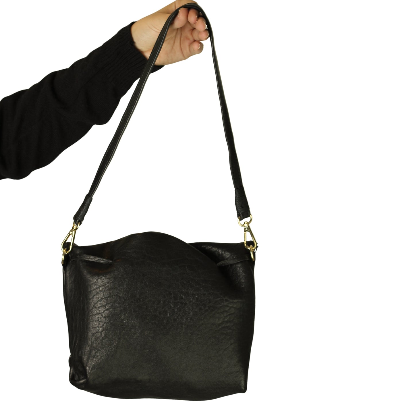 Close-up of the Butterfly Bag Lambskin's soft, textured leather surface with subtle stitching details from an angled