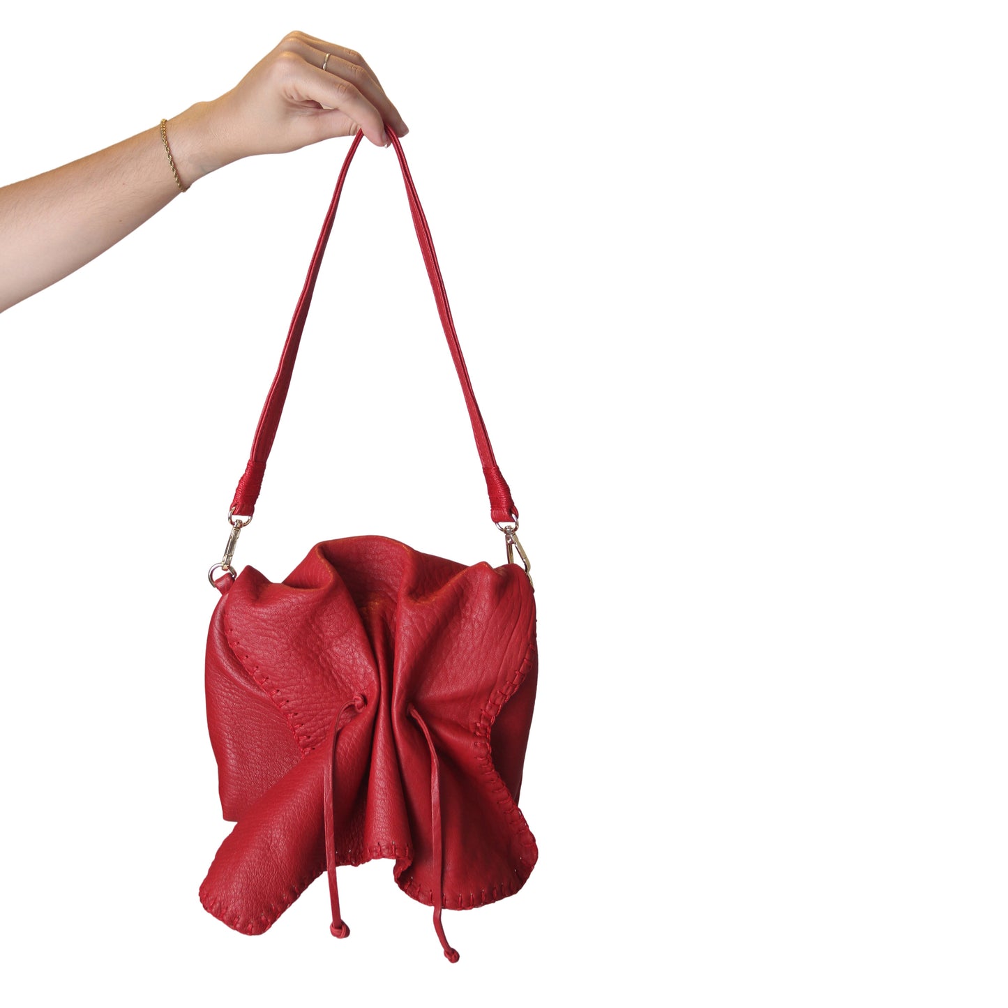 Close-up of the Butterfly Bag Lambskin's textured leather surface highlighting delicate grain detail and handcrafted finish.