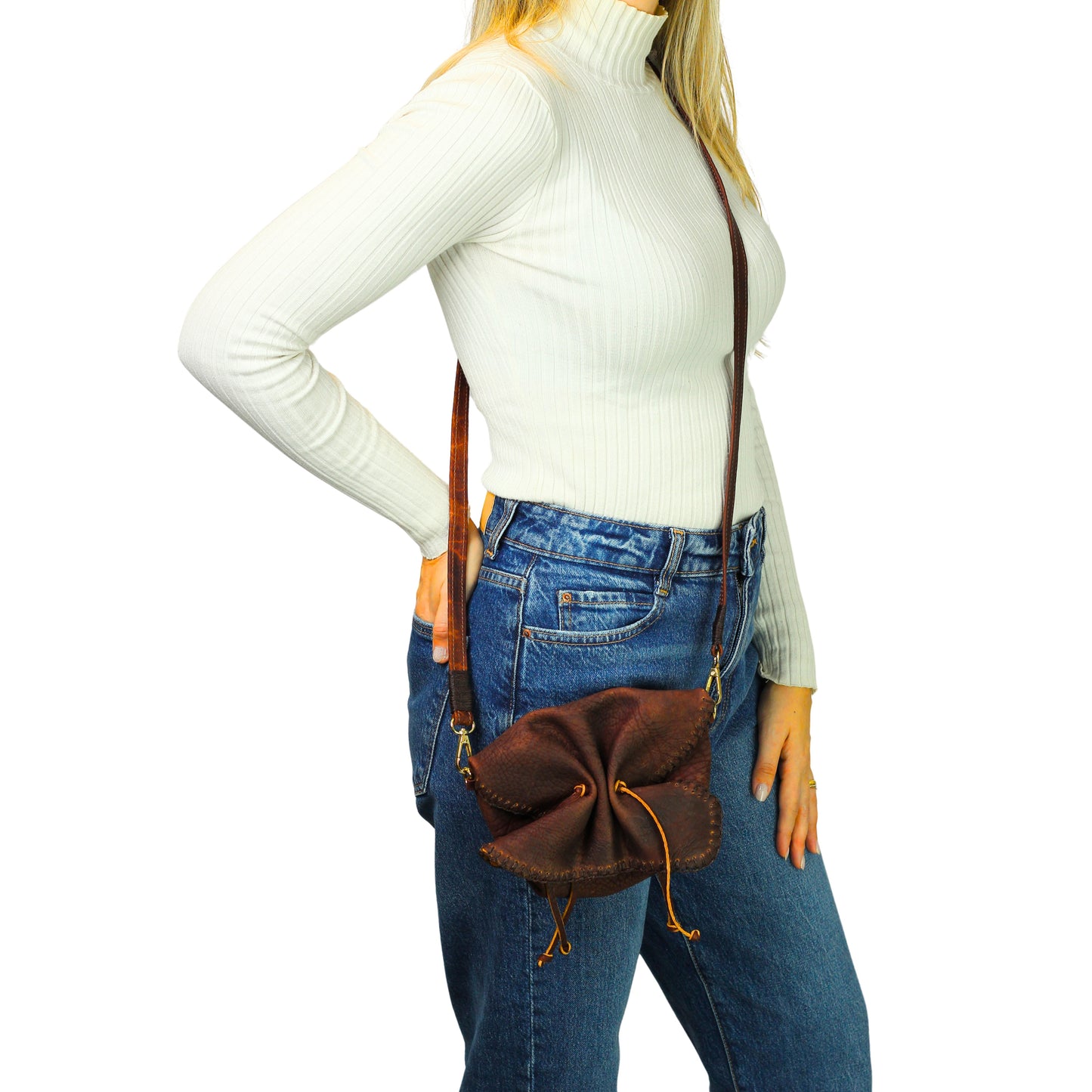 Close-up of the Butterfly Bag Lambskin’s textured leather surface showing fine grain detail and subtle natural sheen.