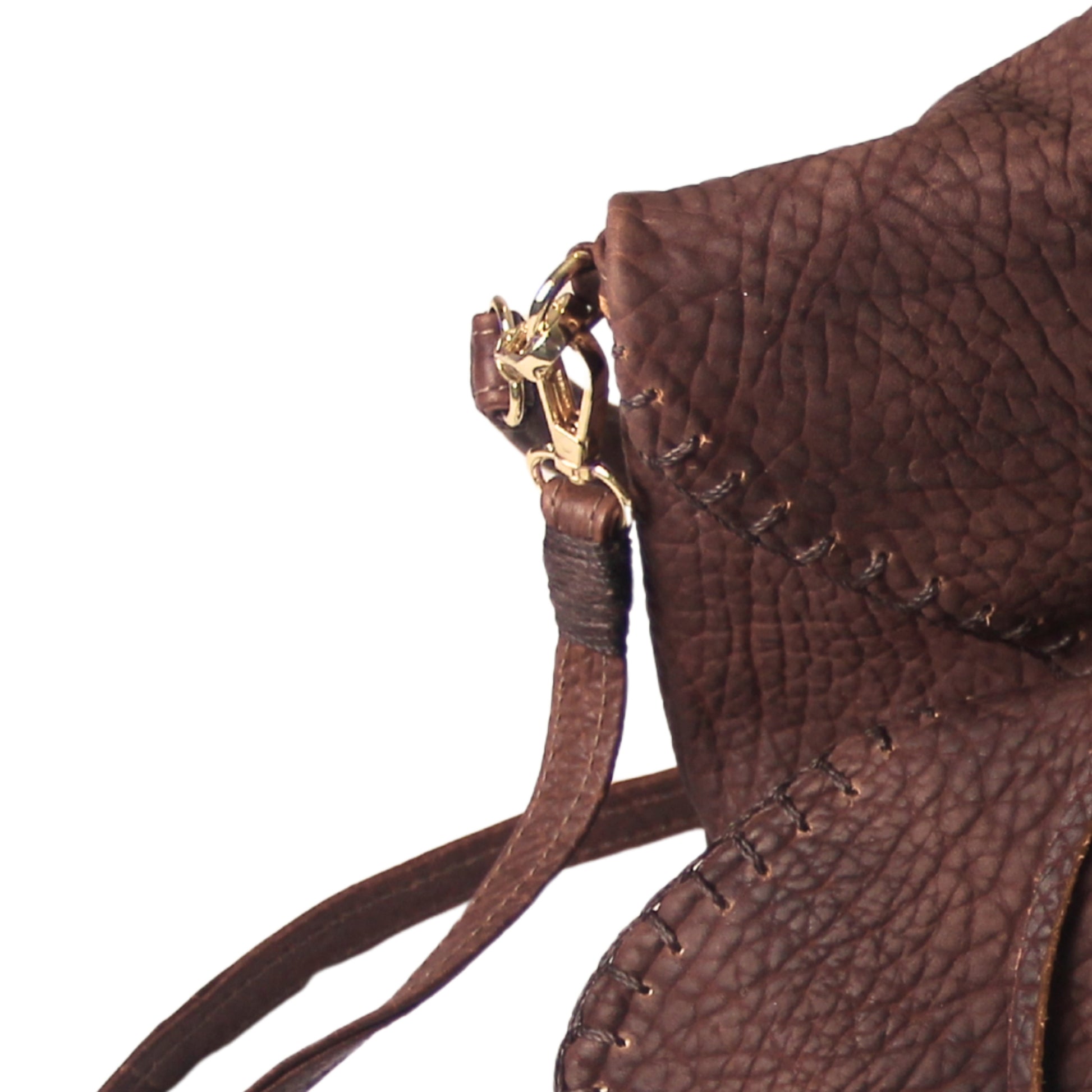Close-up of the Butterfly Bag Lambskin's textured surface and subtle stitching detail on the side panel