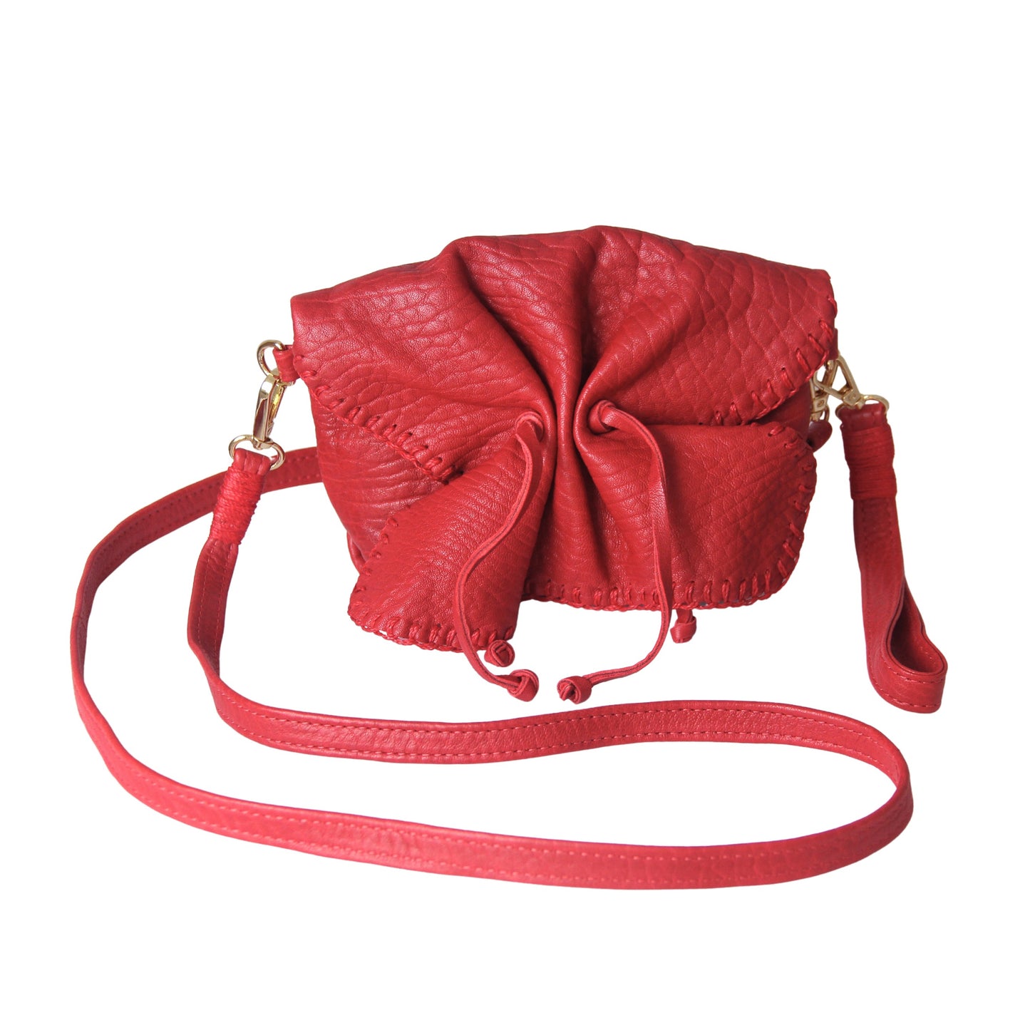 Close-up of the mini butterfly bag’s lambskin texture highlighting its soft, smooth surface and delicate craftsmanship from