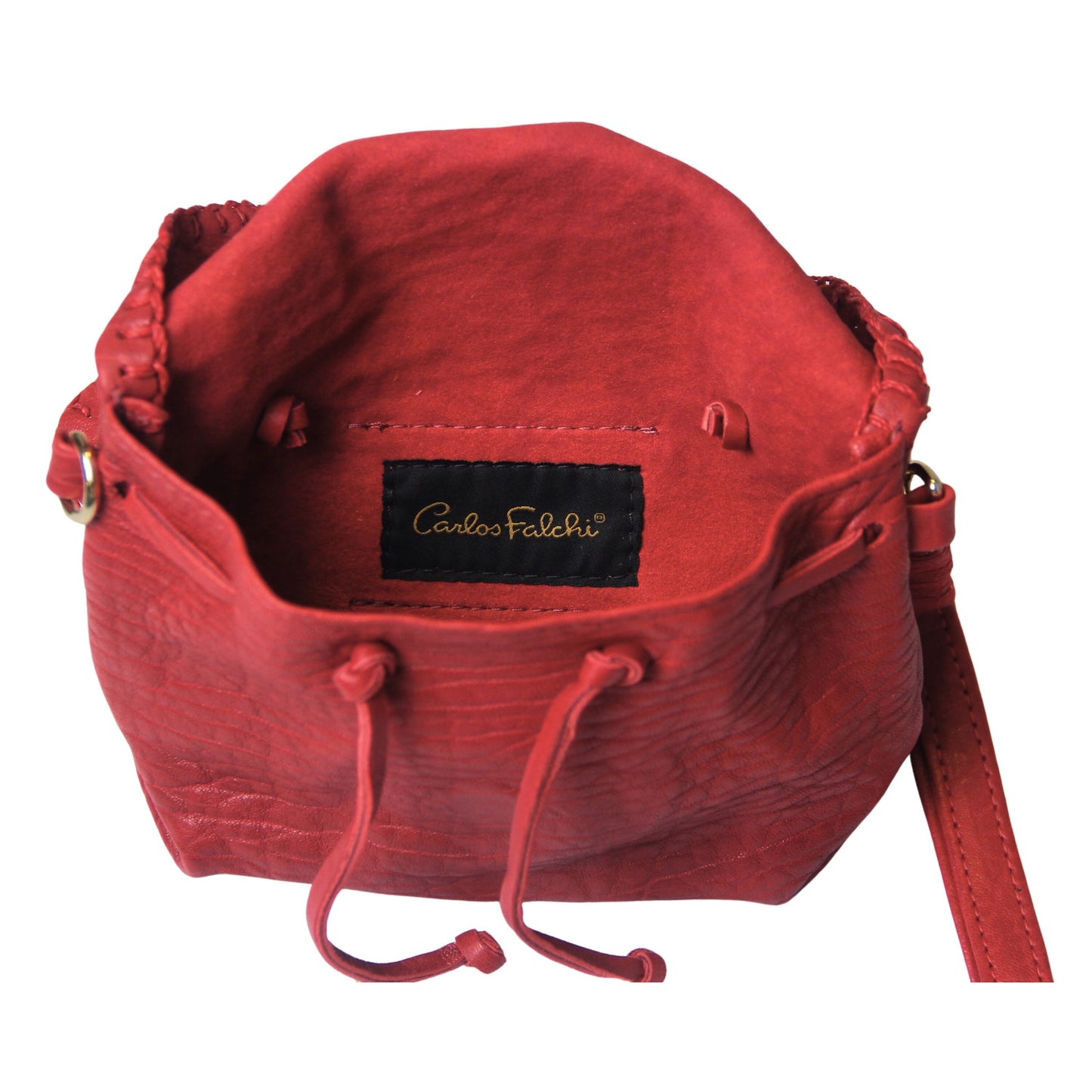 Close-up of the Mini Butterfly Bag's textured lambskin surface with detailed stitching and subtle sheen from a diagonal angle