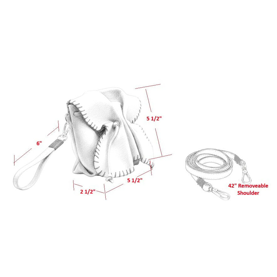 Close-up of the Mini Butterfly Bag's lambskin texture showcasing fine grain and delicate stitching detail from a slightly