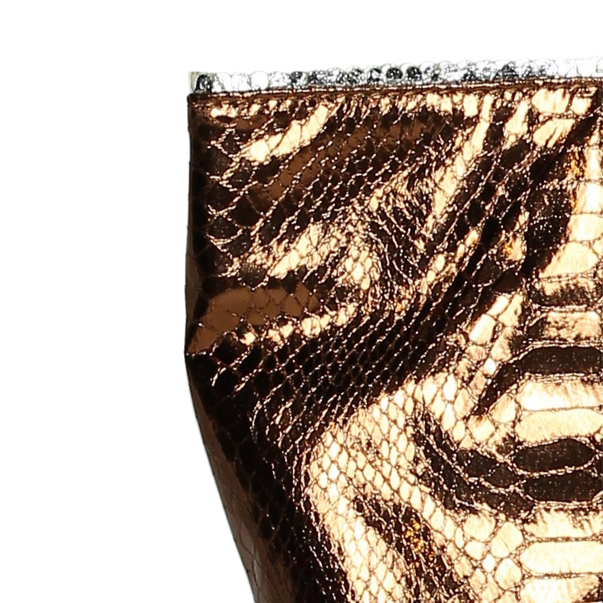 Vegan Python Tote's black and white woven fabric handle detail with visible stitching and subtle texture close-up view