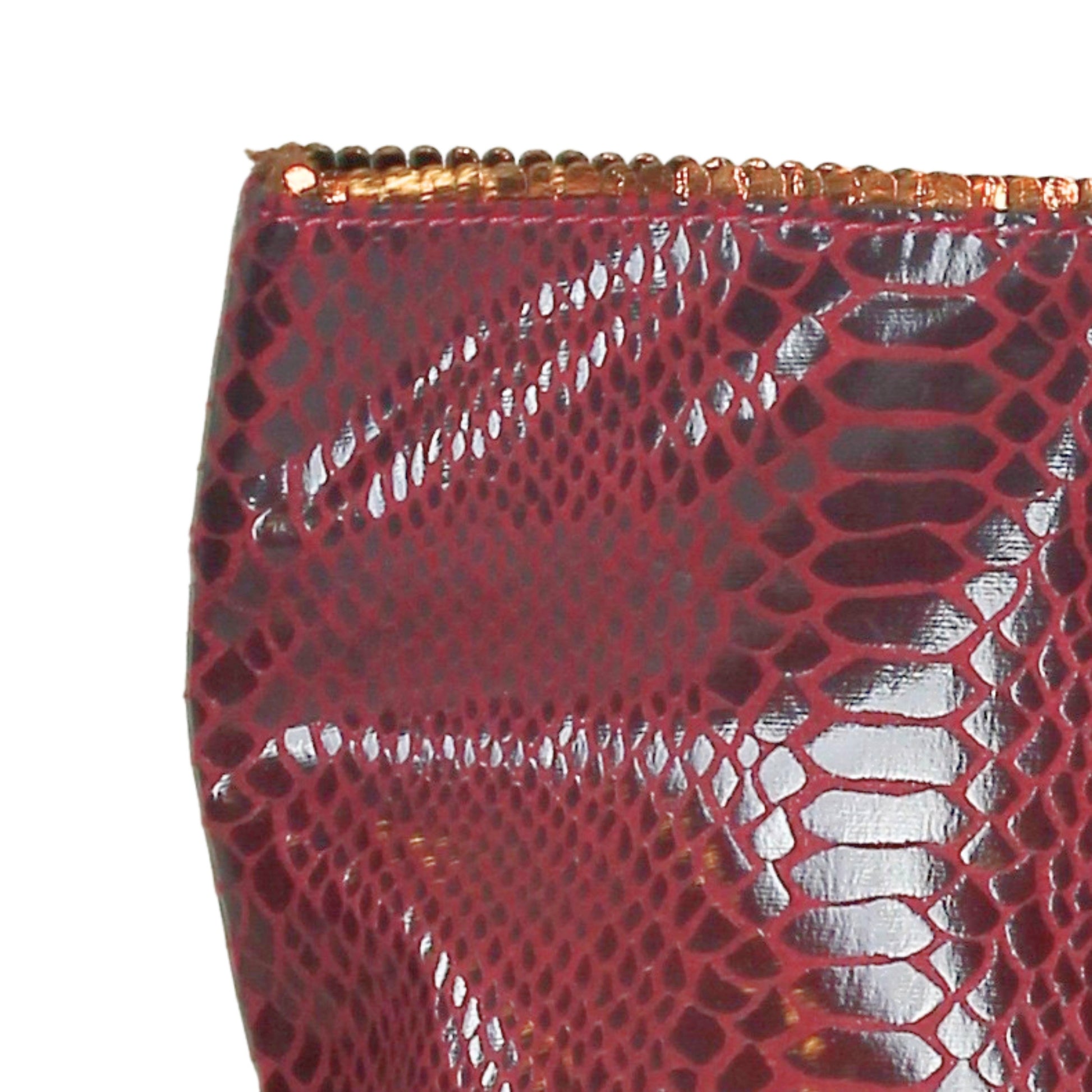 Close-up of the vegan Python tote’s textured hemp fabric handle stitching and natural beige color detail