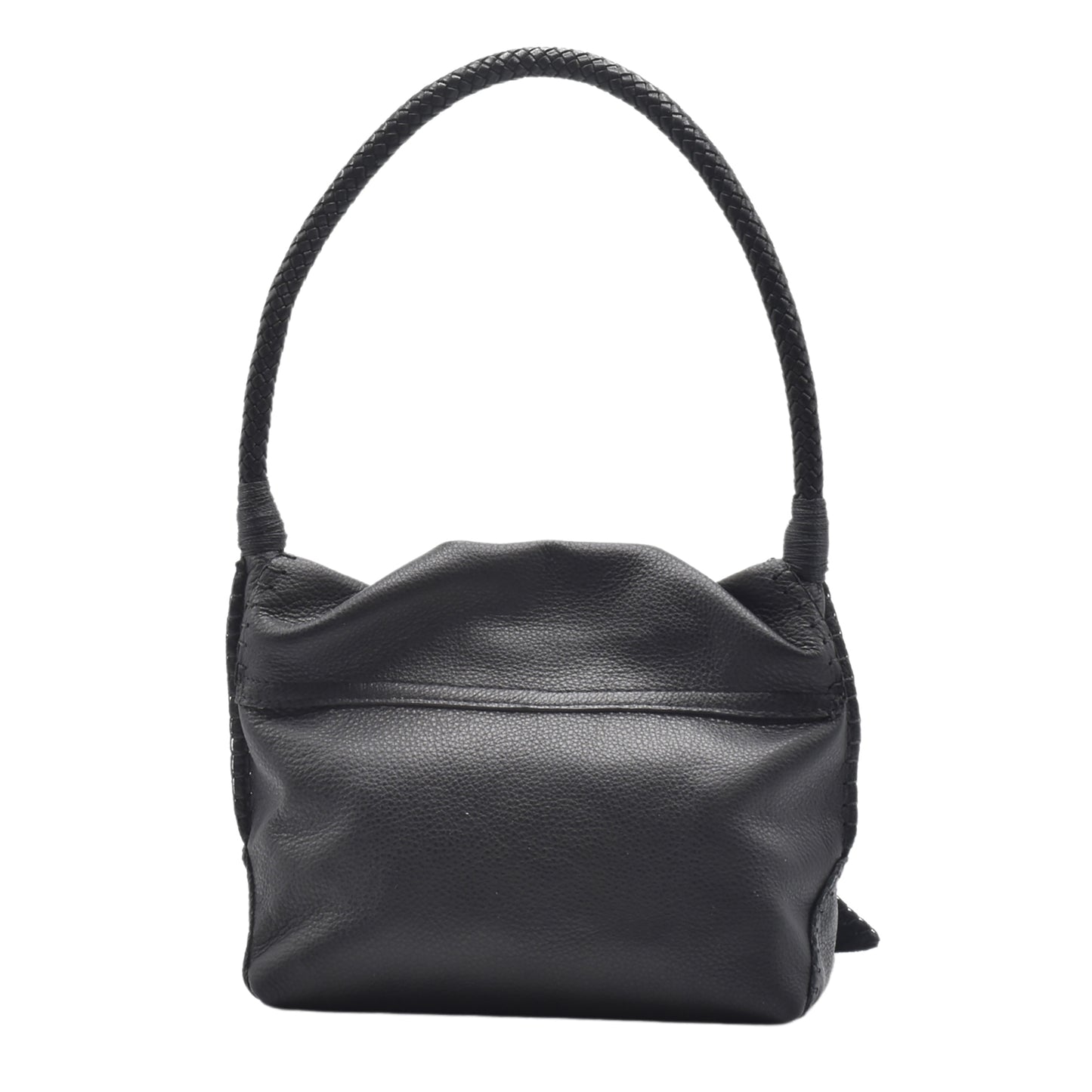 Close-up of the shoulder butterfly bag's textured distressed leather surface with gold-tone zipper pull detail and subtle