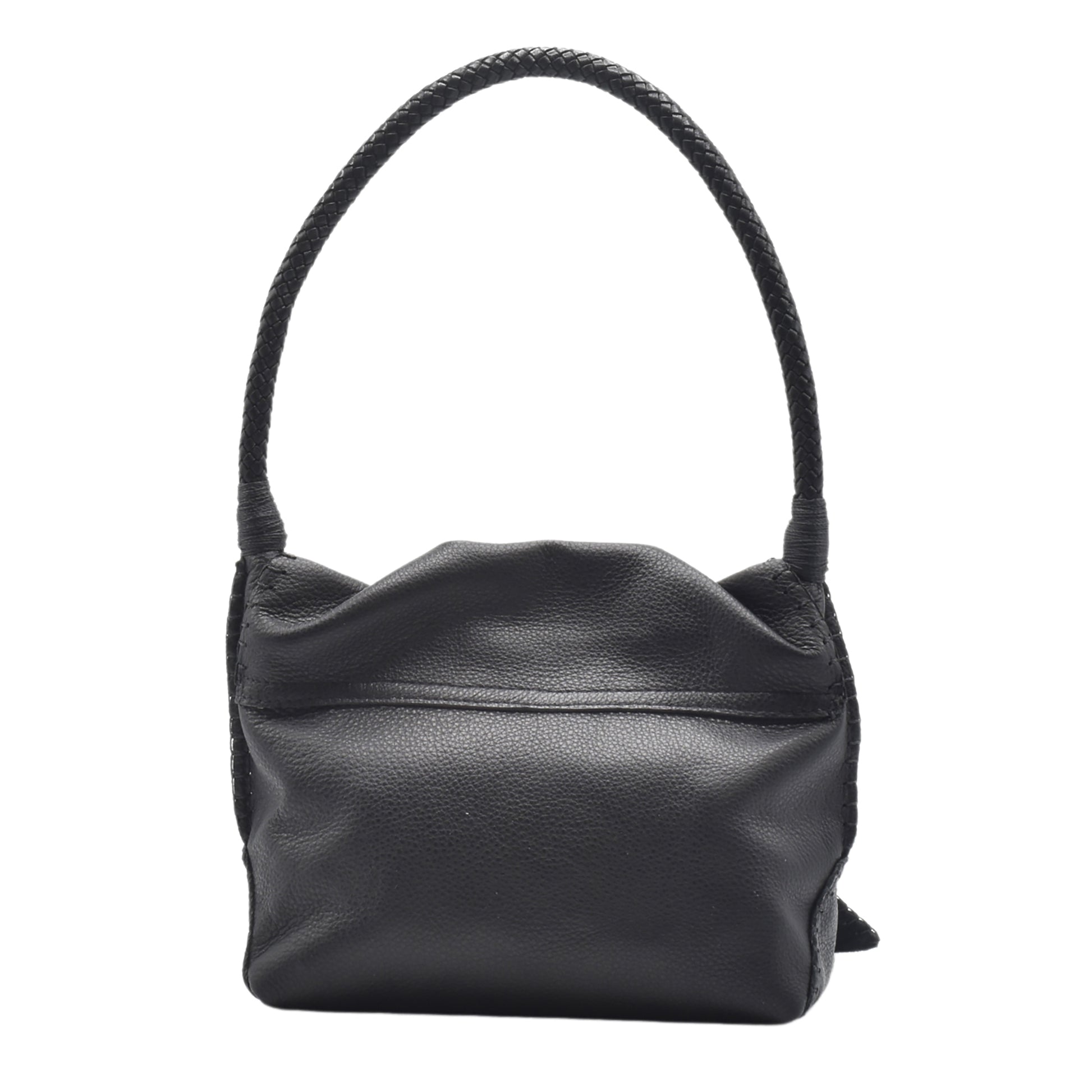 Close-up of the shoulder butterfly bag's textured distressed leather surface with gold-tone zipper pull detail and subtle