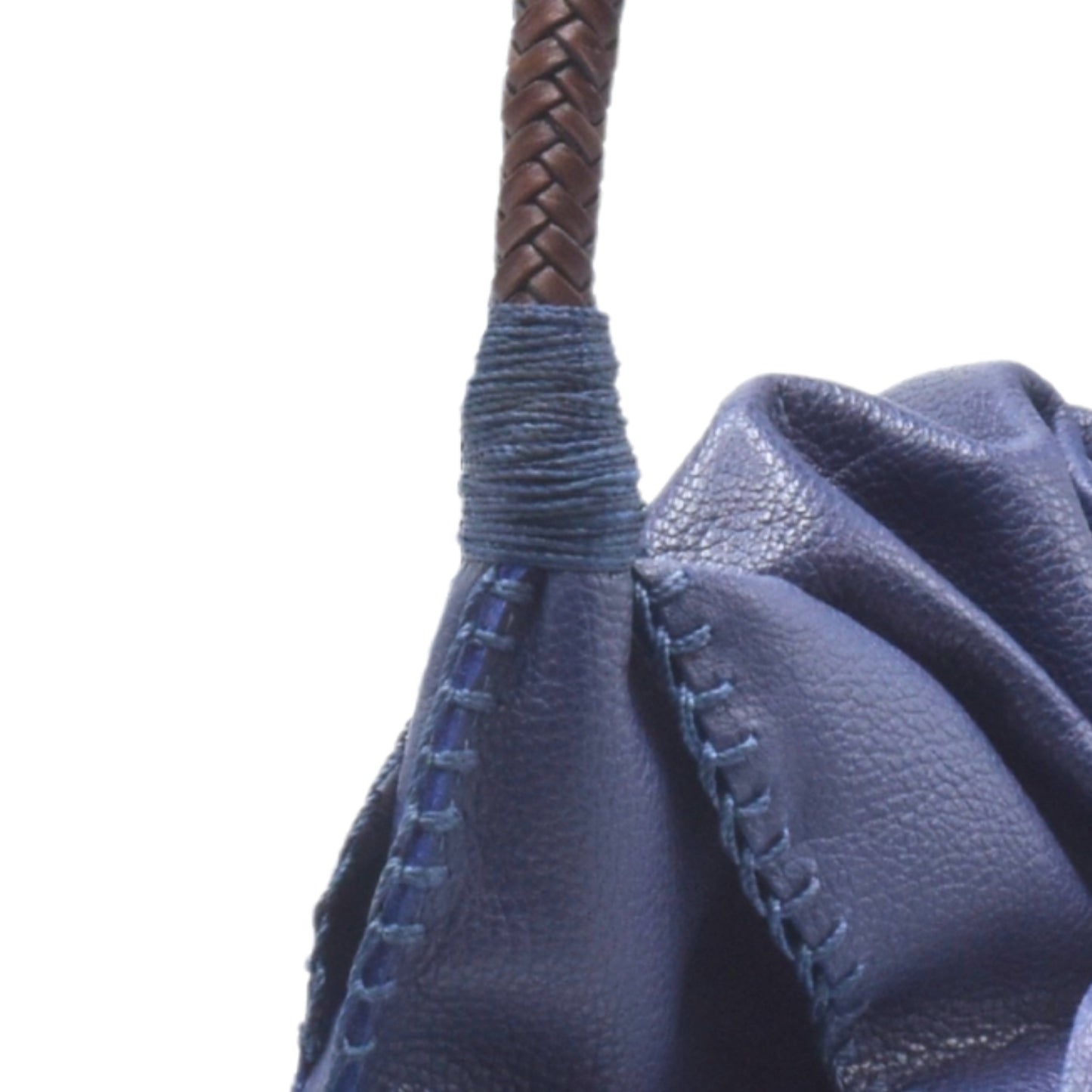 Close-up of the Shoulder Butterfly Bag’s textured faux leather surface with detailed stitching and a silver clasp at the top