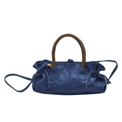 Mini Satchel front zipper pocket with textured pebbled leather and gold-toned hardware detail as seen from a slightly tilted