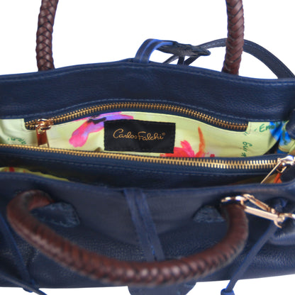 Mini Satchel front zipper pocket with gold hardware and textured faux leather surface, shown from a slightly angled top-down