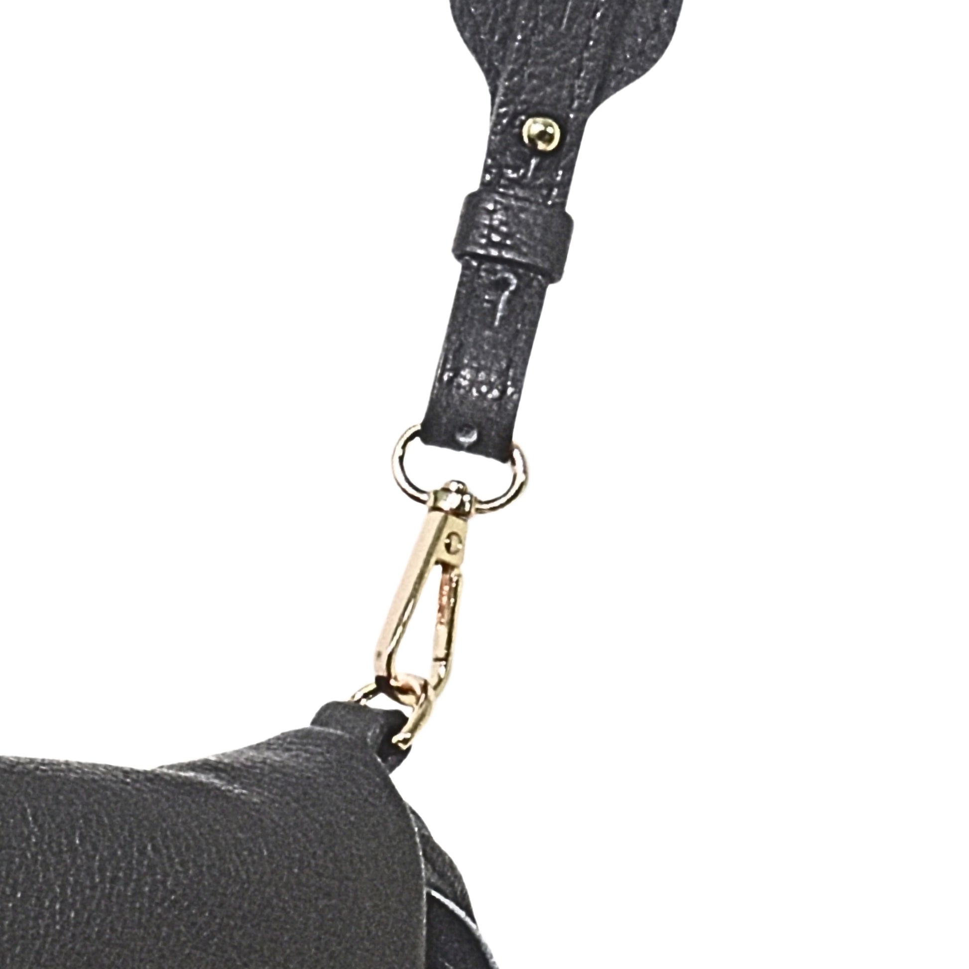 Close-up of the Large Fringe Crossbody Messenger’s textured metallic chain strap with gold plating and detailed clasp