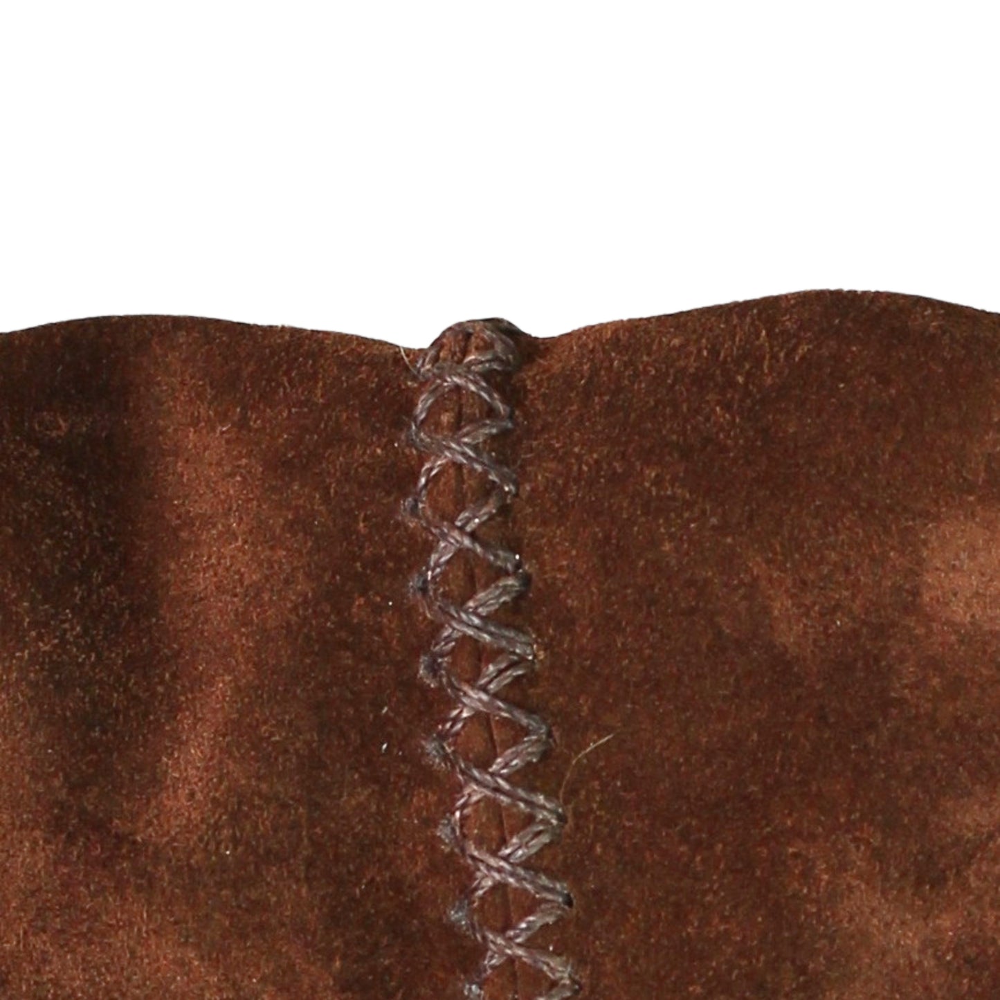 Close-up of the large fringe leather crossbody strap showcasing detailed stitching and textured tassel accents from this