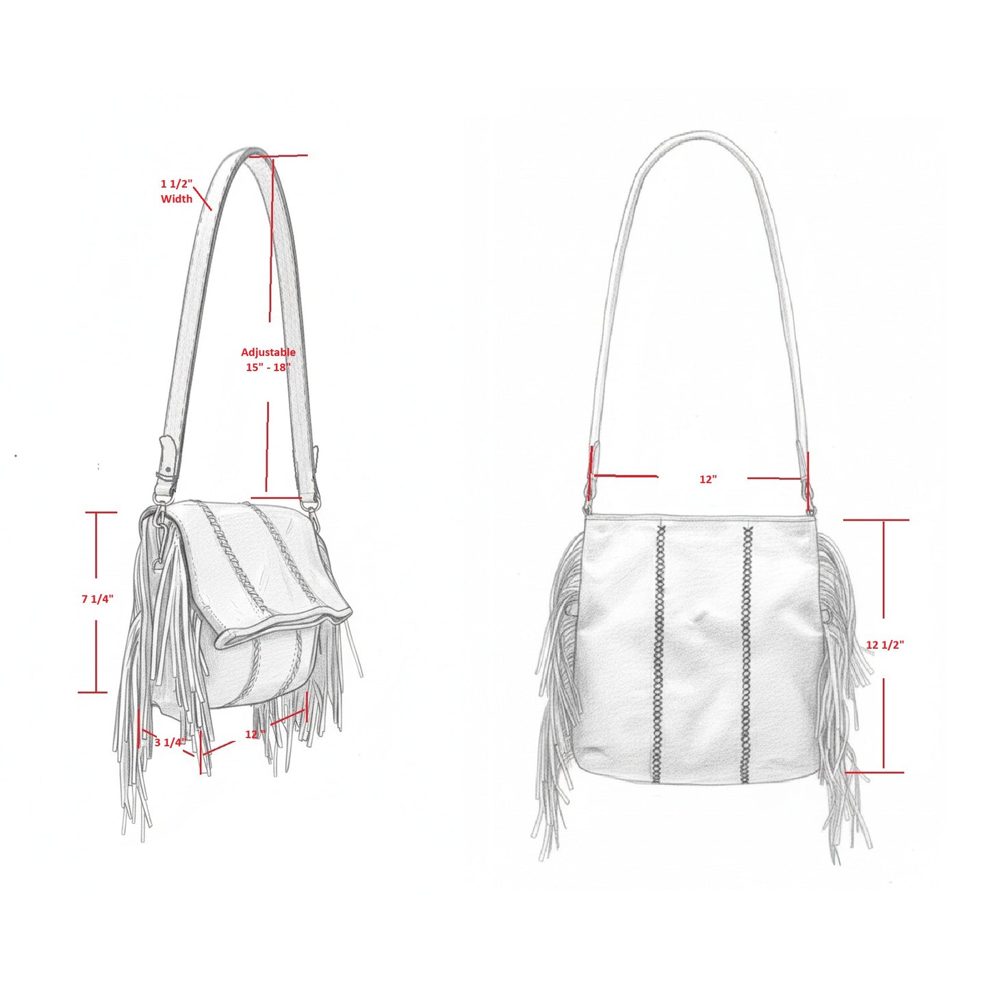 Close-up of the large fringe details and silver-tone metal chain with lobster clasp, highlighting intricate texture and