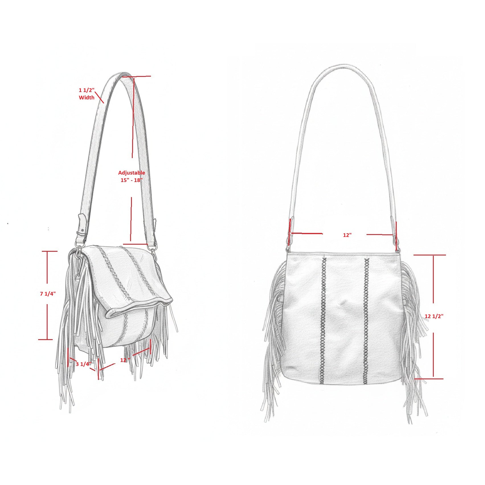 Close-up of the large fringe details and silver-tone metal chain with lobster clasp, highlighting intricate texture and