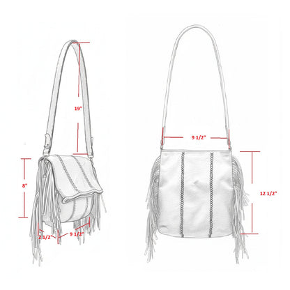 Close-up of the Fringe Crossbody Messenger’s chain detail showcasing the textured silver-tone metal and lobster clasp