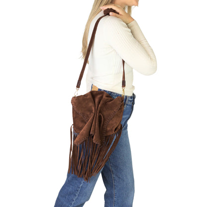 Fringe Butterfly Suede Bag