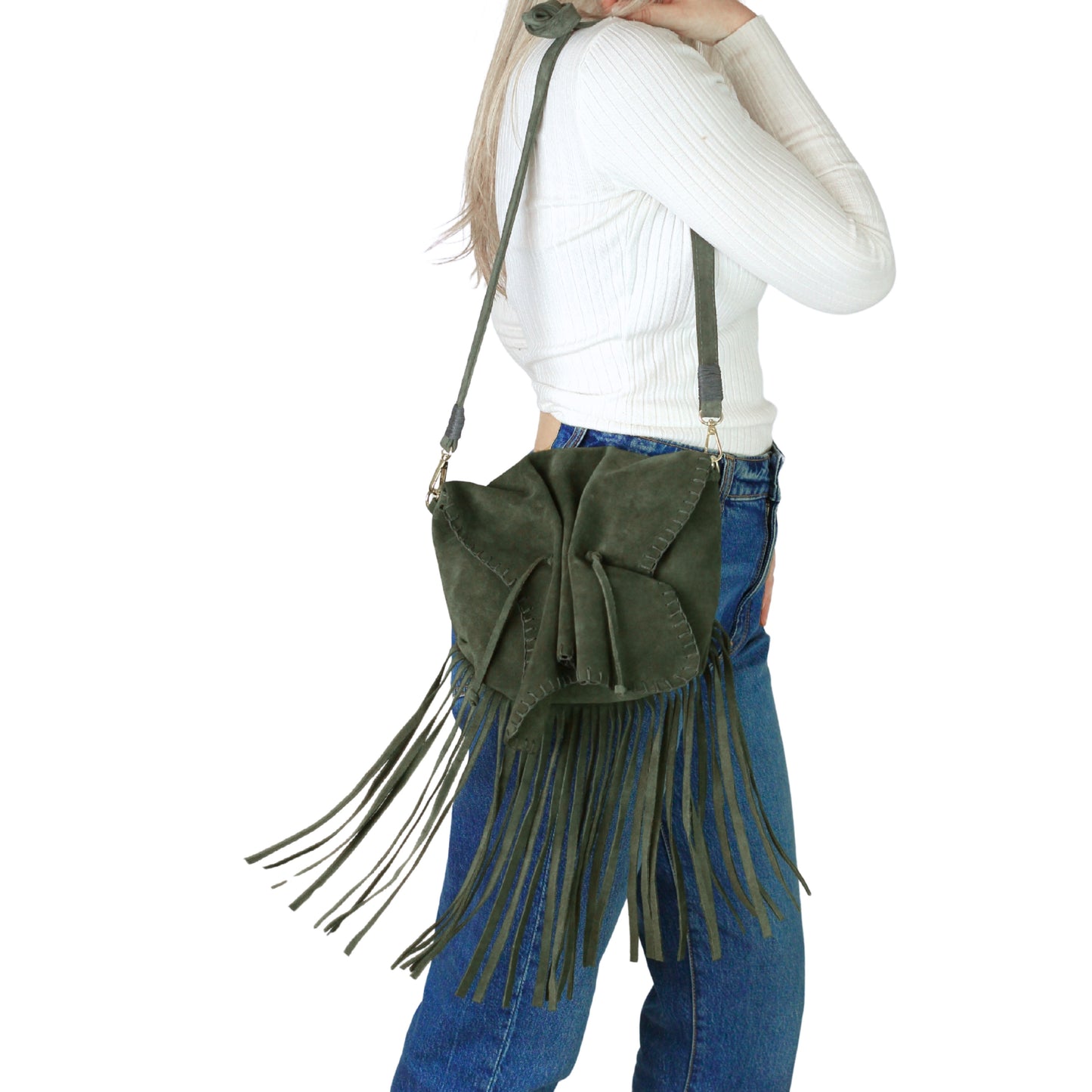 Fringe Butterfly Suede Bag