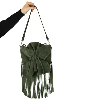Fringe Butterfly Suede Bag