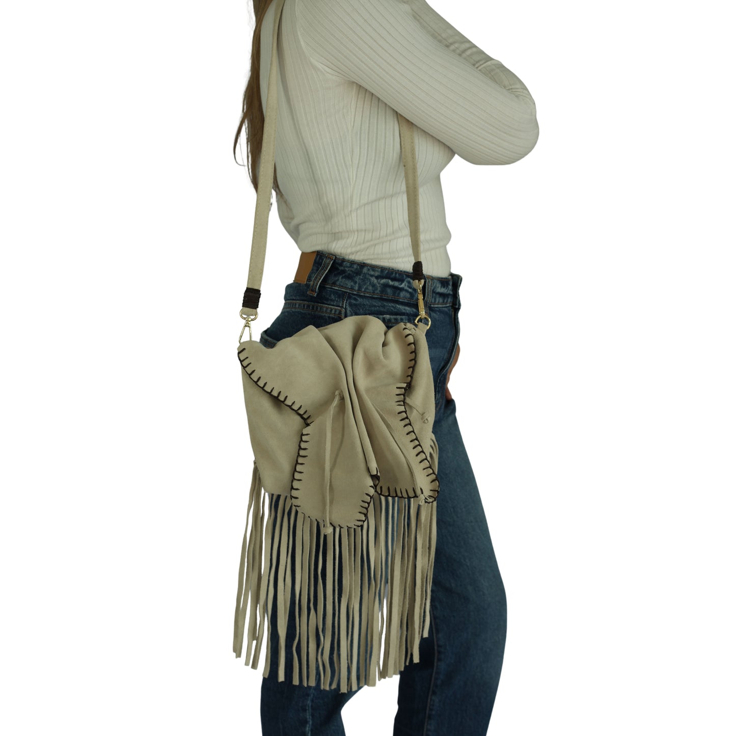 Fringe Butterfly Suede Bag