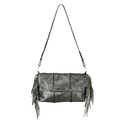 Fringe Leather Crossbody Messenger Bag