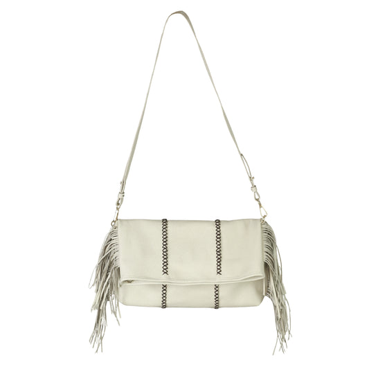 Fringe Leather Crossbody Messenger Bag
