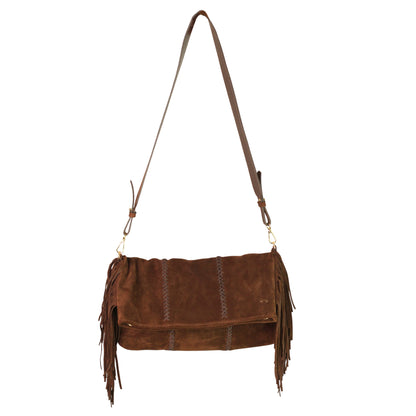 Fringe Suede Crossbody Messenger Bag