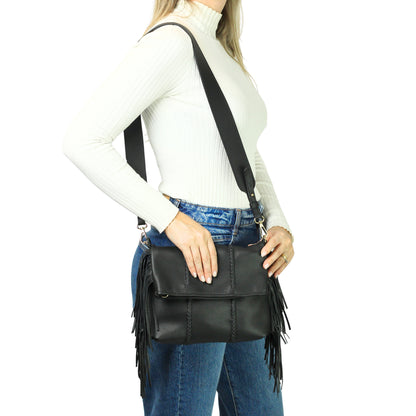 Fringe Leather Clutch & Messenger Bag