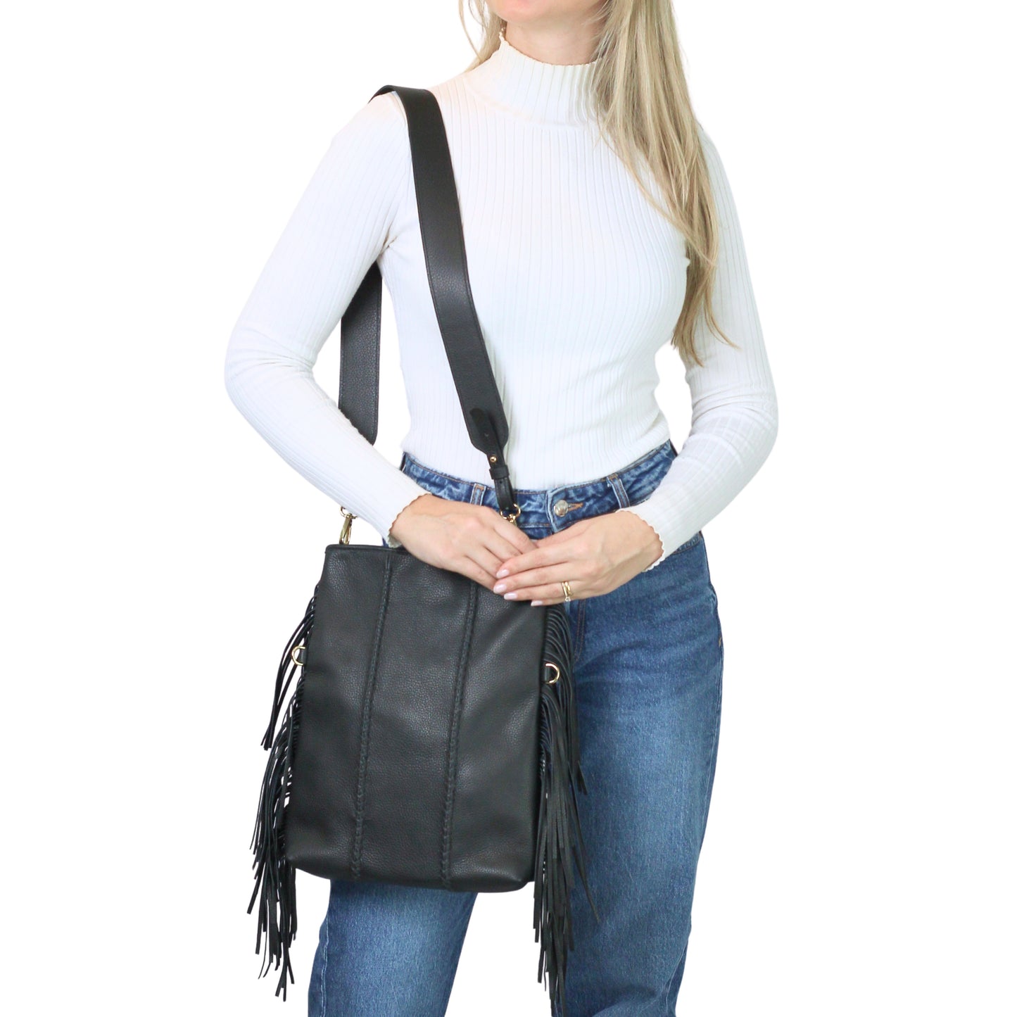 Fringe Leather Clutch & Messenger Bag