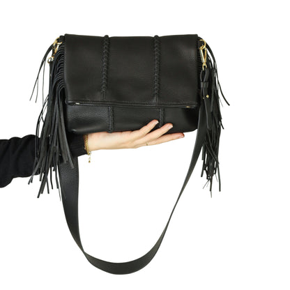 Fringe Leather Clutch & Messenger Bag