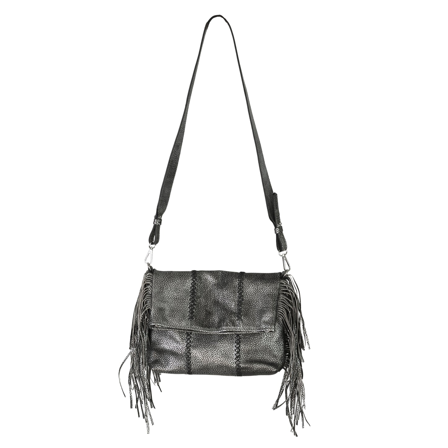 Fringe Leather Clutch & Messenger Bag