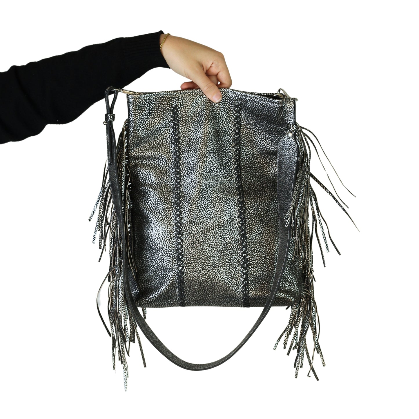 Fringe Leather Clutch & Messenger Bag