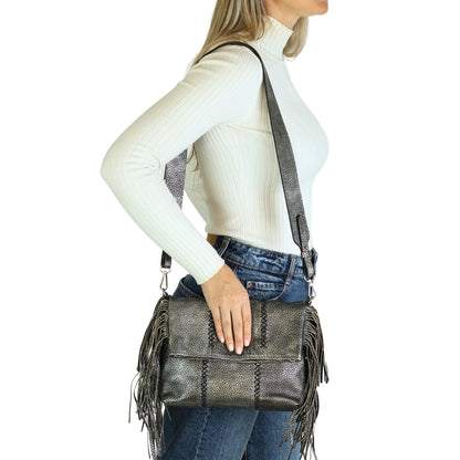 Fringe Leather Clutch & Messenger Bag