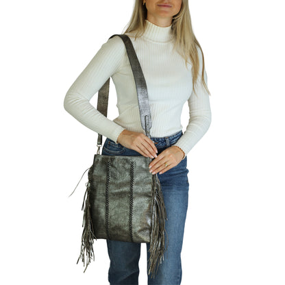 Fringe Leather Clutch & Messenger Bag