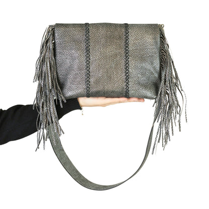 Fringe Leather Clutch & Messenger Bag