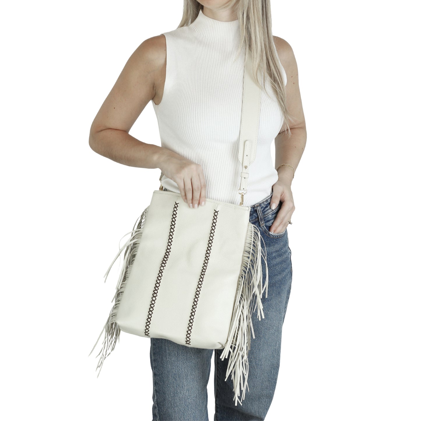 Fringe Leather Clutch & Messenger Bag