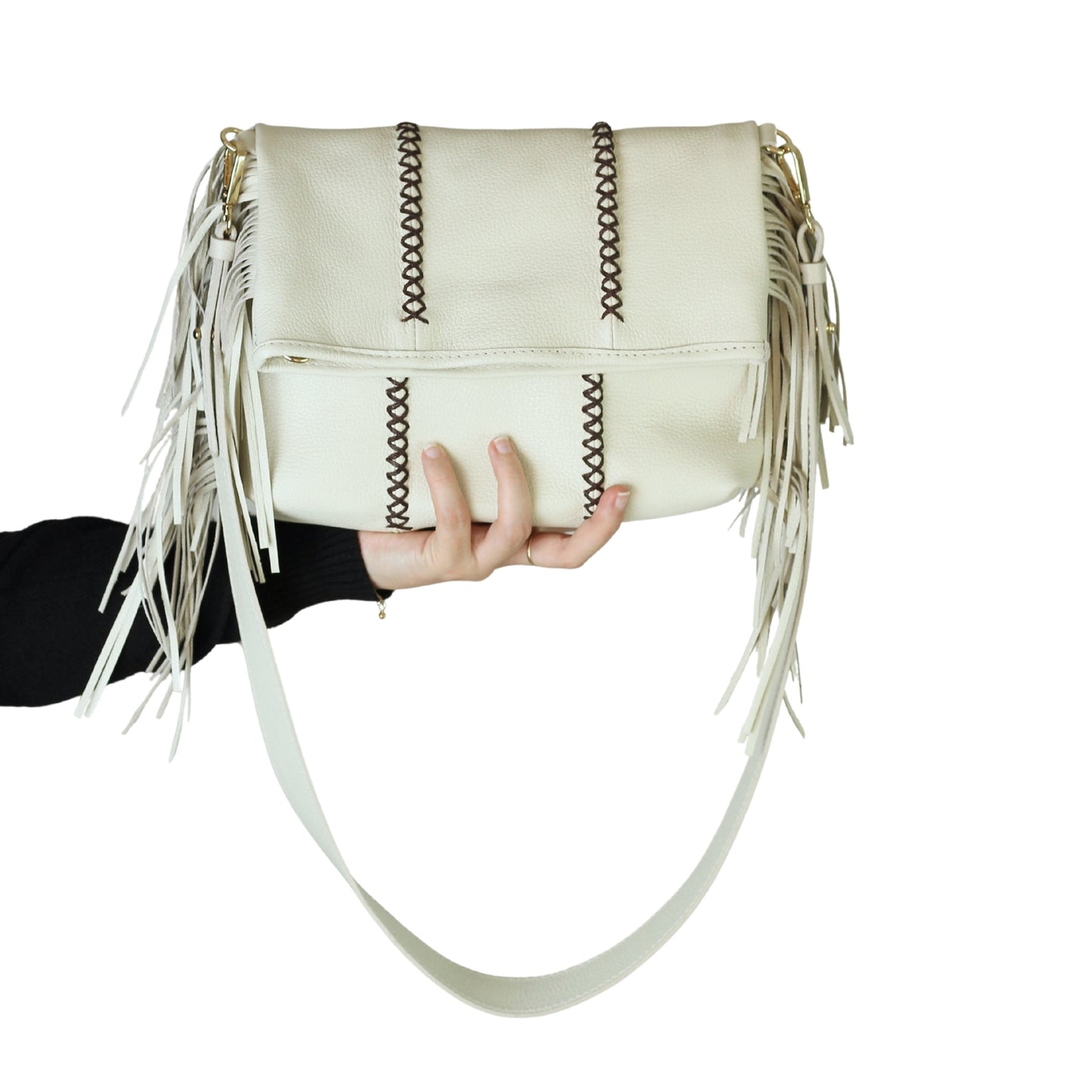 Fringe Leather Clutch & Messenger Bag